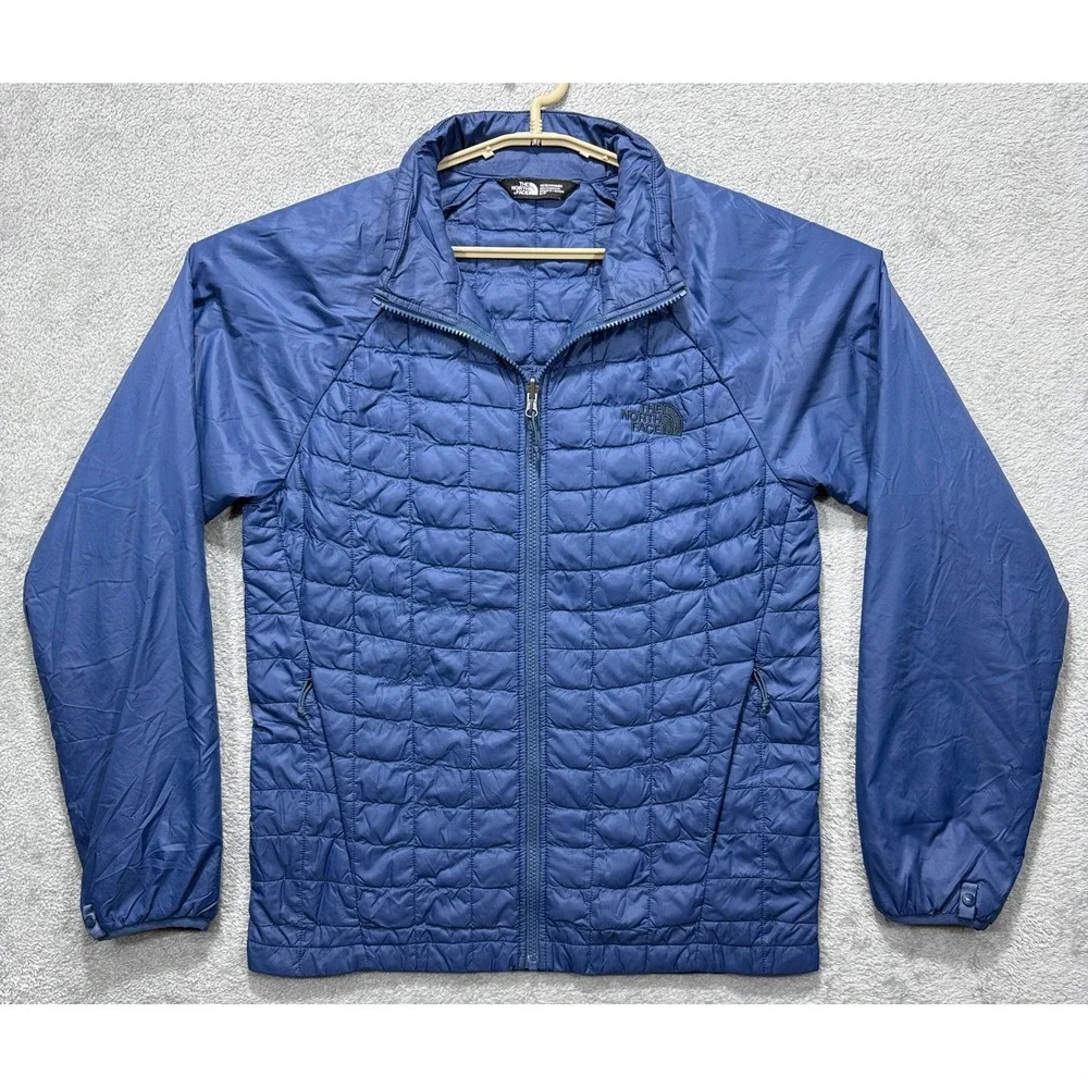 The North Face Mens Small Blue Thermoball Quilted Full Zip Puffer Jacket Coat